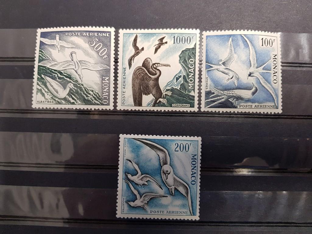 Timbres Monaco Poste Aérienne 1955 N°55 à 58 Oiseaux De Mer Neufs* Dentelés