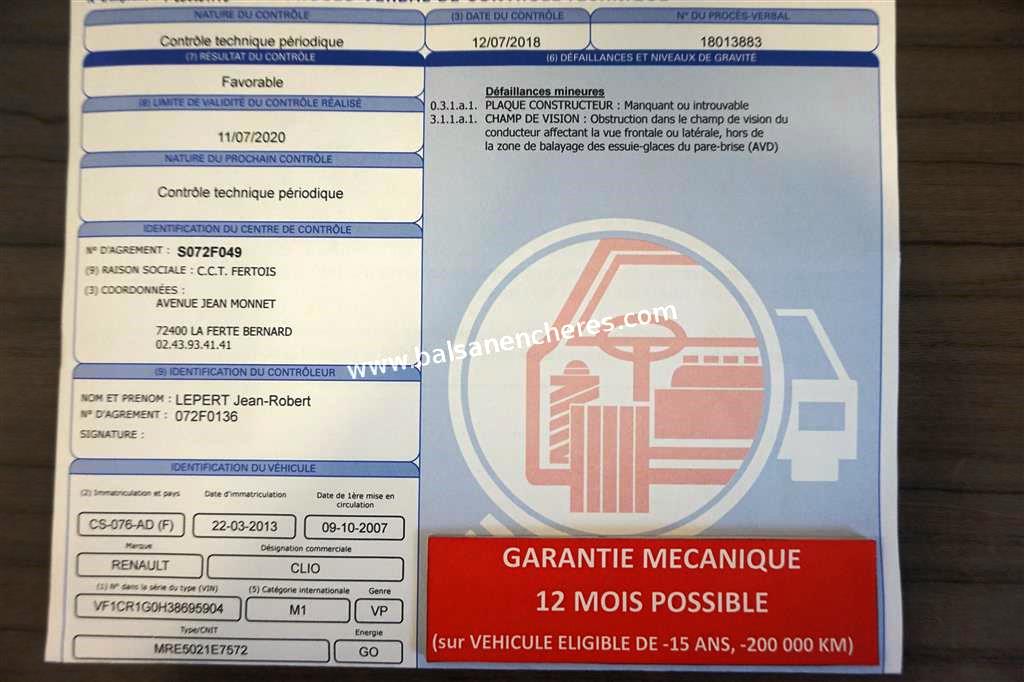 3947 RENAULT CLIO III 1.5 DCI 70CV AUTHENTIQUE VENTE DE VEHICULES