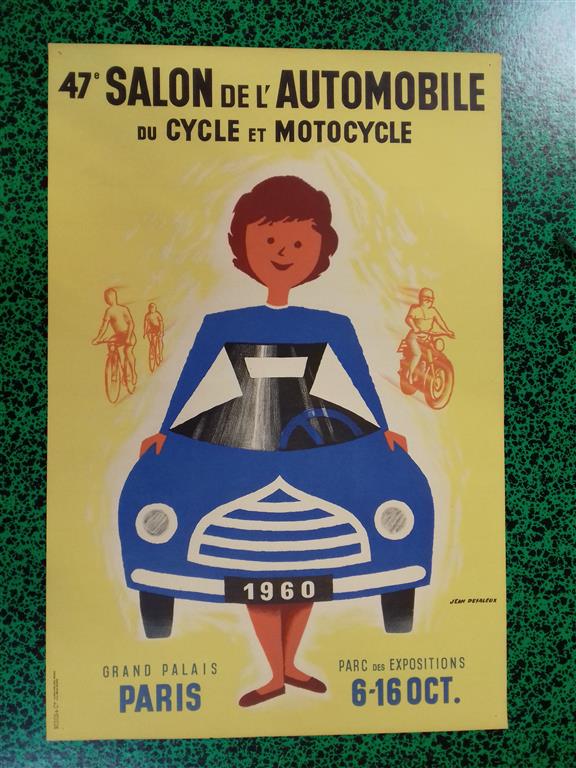 Affiche originale du Salon de l'Automobile de Paris en 1960... VENTE