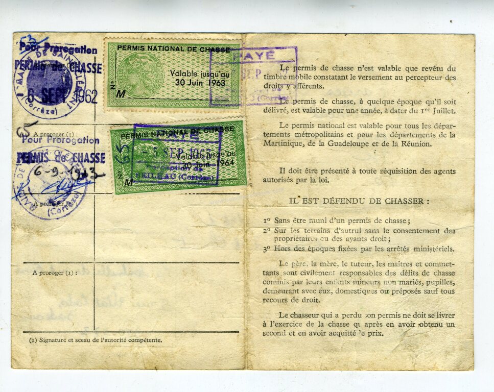 Cadre Métal Permis De Chasse Et Pêche Virginie-Occidentale 1948 - Non-résident - Vintage, Bon état