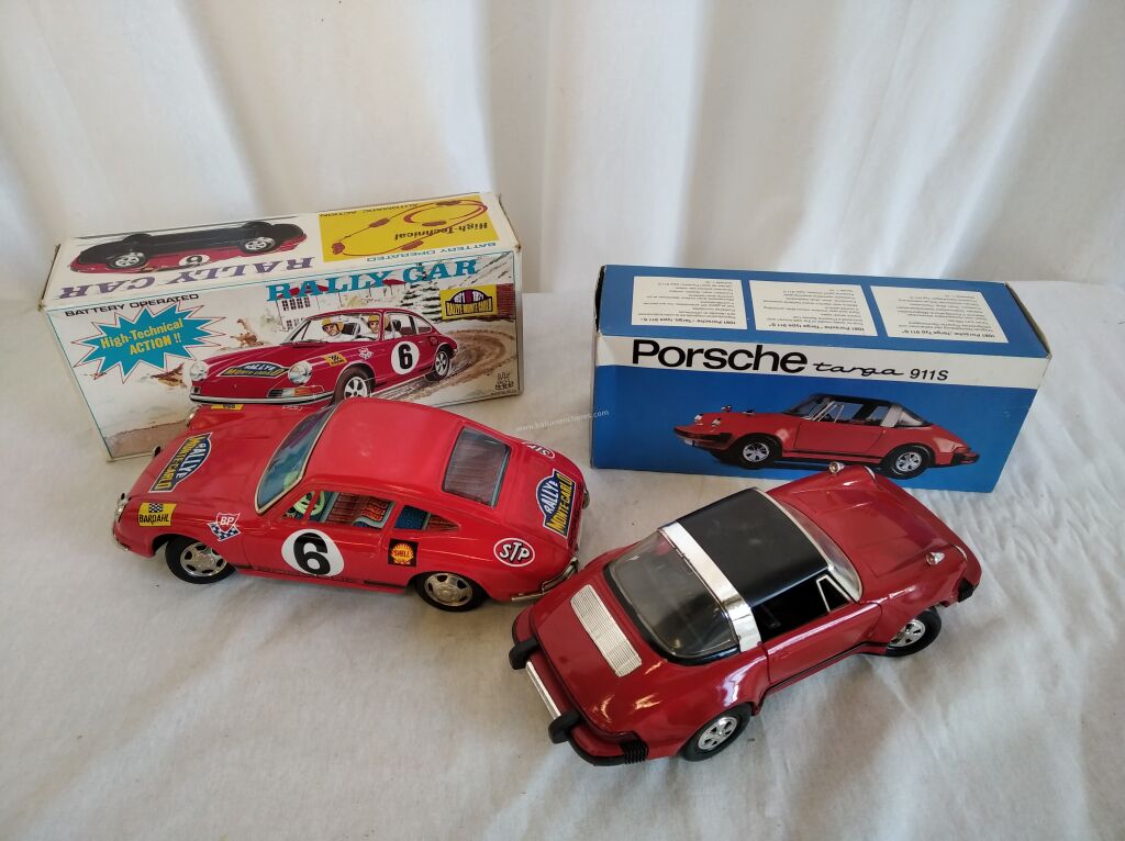 Voiture Ancienne Joustra Porsche 23 Cm – Tôle Friction Fonctionnelle – Jouet Vintage