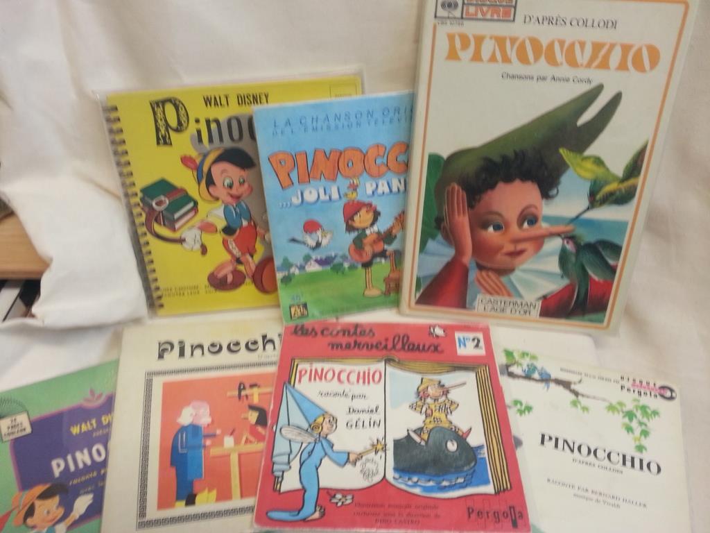 PINOCCHIO 7 DISQUES 45 ou 33 TOURS > Contes merveilleux... TIMBRES POSTE,LINGE ANCIEN