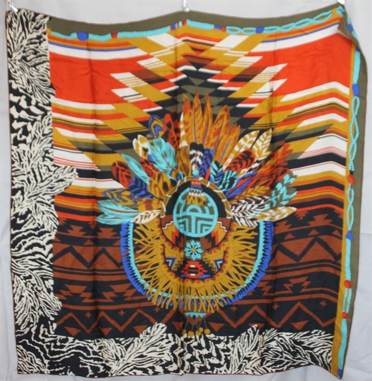 Foulard Carré Louis Féraud Paris En Soie Vintage - 80x80 Cm, Couleurs Rose Et Bleu