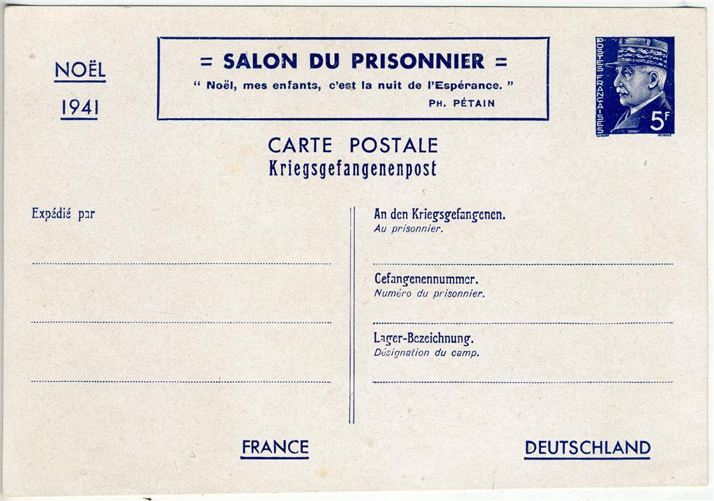 FRANCE - ENTIERS POSTAUX - Carte postale spéciale 1941 pour... - VENTE DE TIMBRES-POSTE,MONNAIES ...